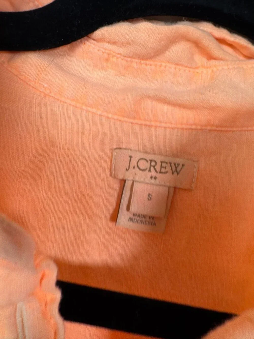 J. Crew Womens Peach Orange 100% Linen Button Up Shirt Size Small Long sleeve